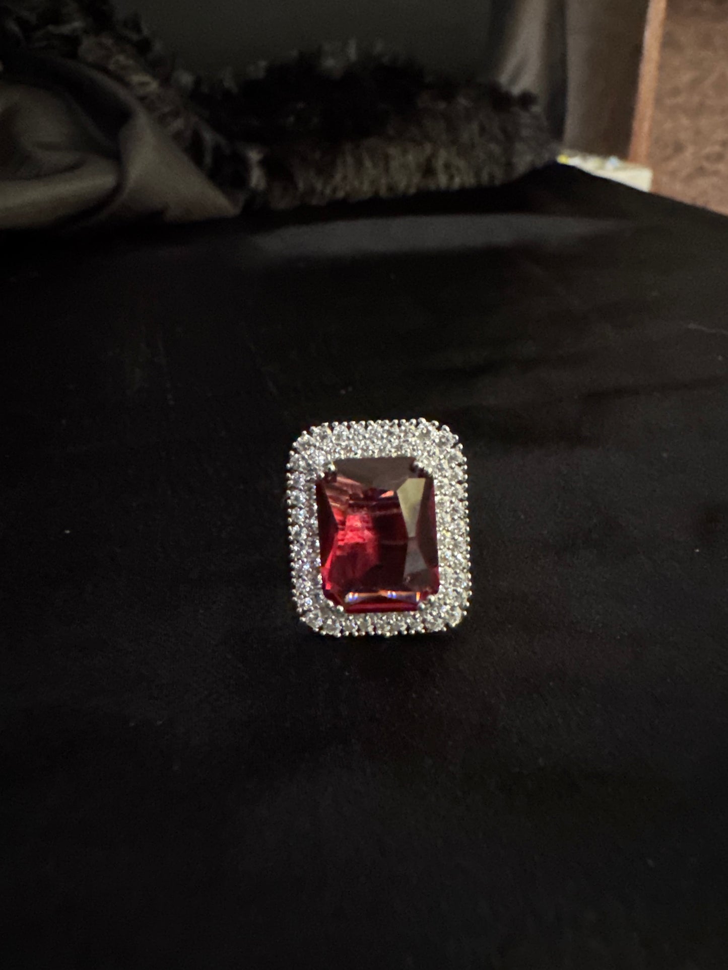 ruby red halo ring