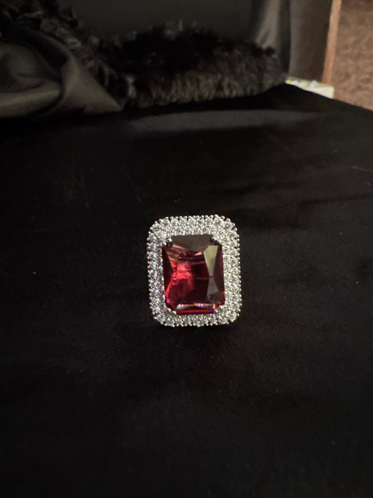 Ruby Red Halo Ring