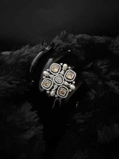 Royal Champagne Pearl Cluster Ring