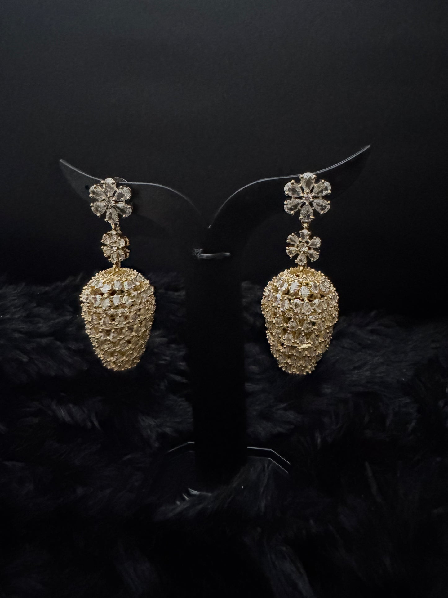 aureline gold blossom jhumka drops