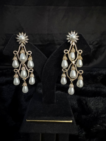 Golden Veil Jhumka Set