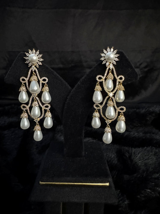 Golden Veil Jhumka Set