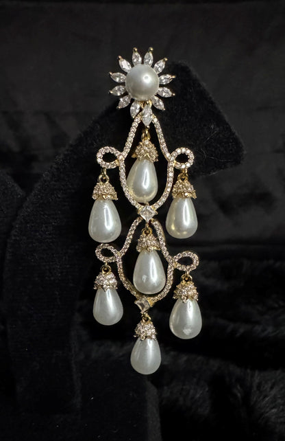 Golden Veil Jhumka Set