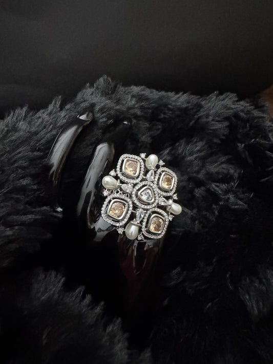 Royal Champagne Pearl Cluster Ring