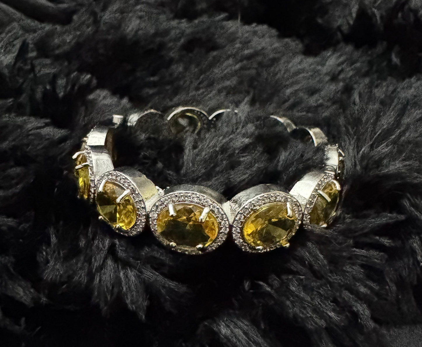 silver aurora oval halo bracelet