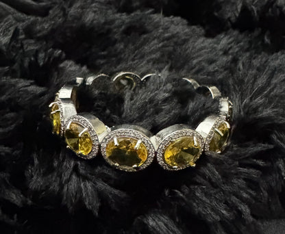 Silver Aurora Oval Halo Bracelet