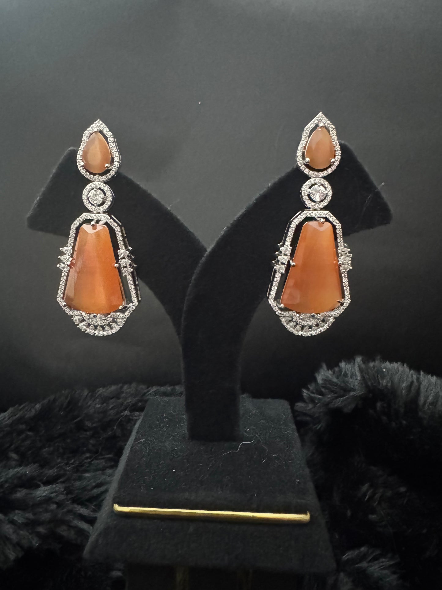 amber royale statement drop earrings