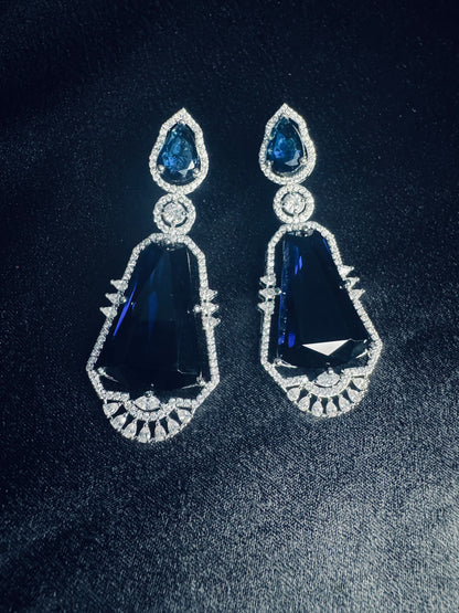 Midnight Sapphire Regal Drop Earrings