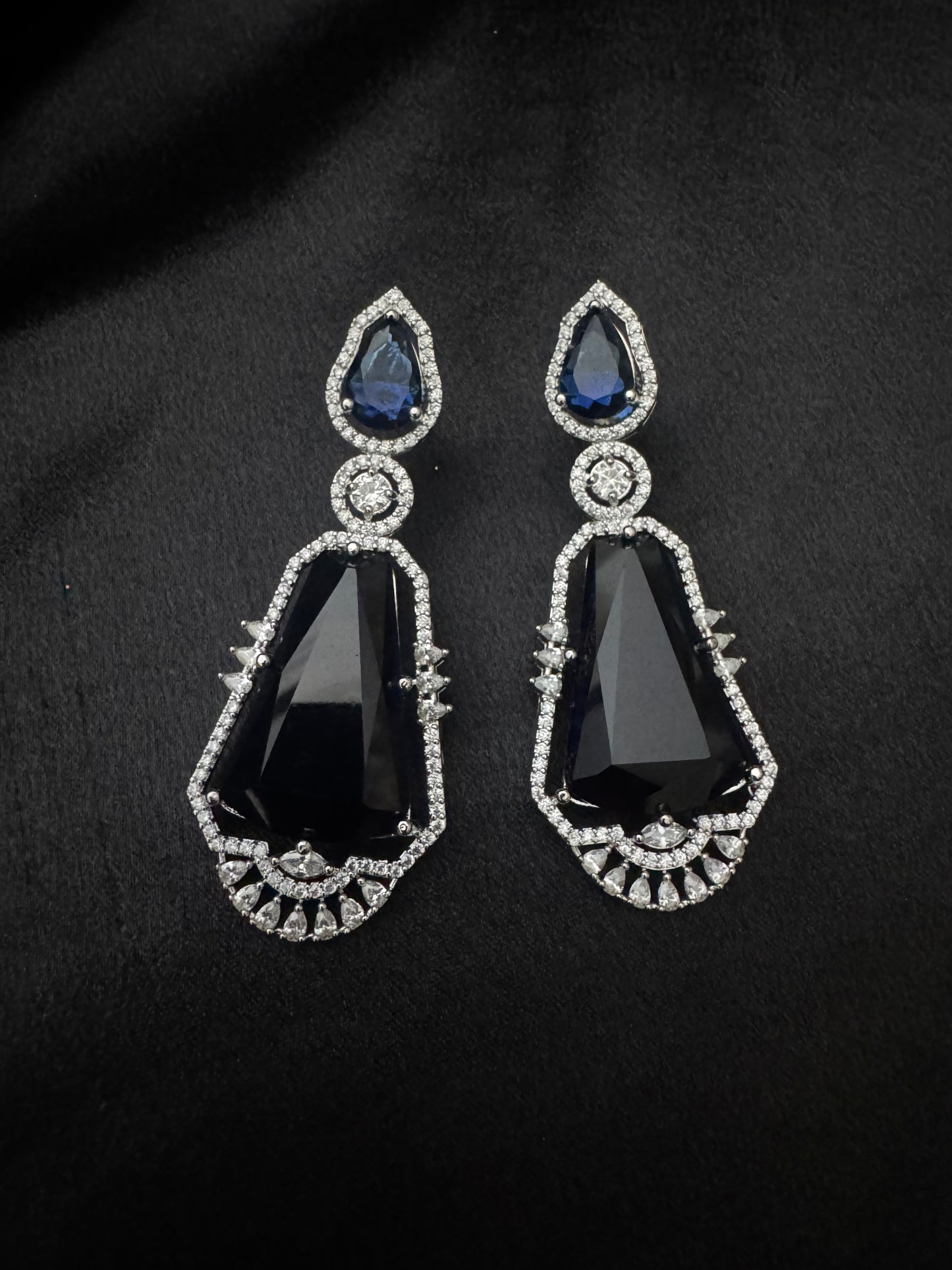 midnight sapphire regal drop earrings