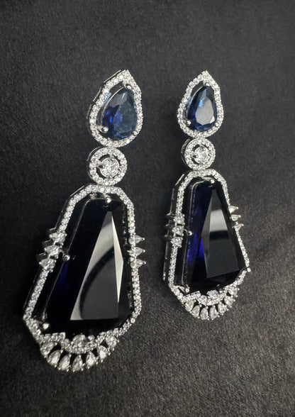 Midnight Sapphire Regal Drop Earrings