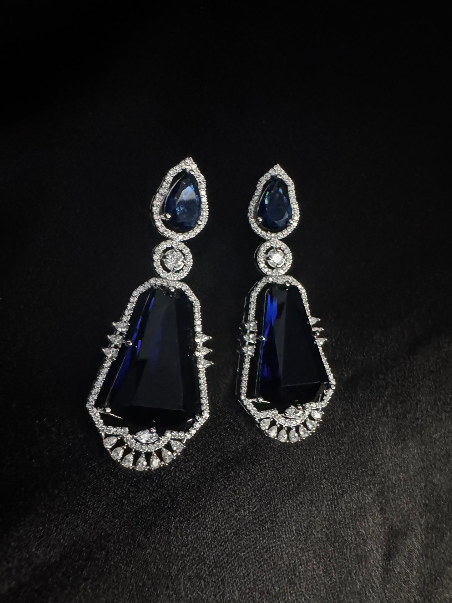 midnight sapphire regal drop earrings