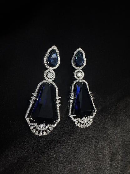 Midnight Sapphire Regal Drop Earrings