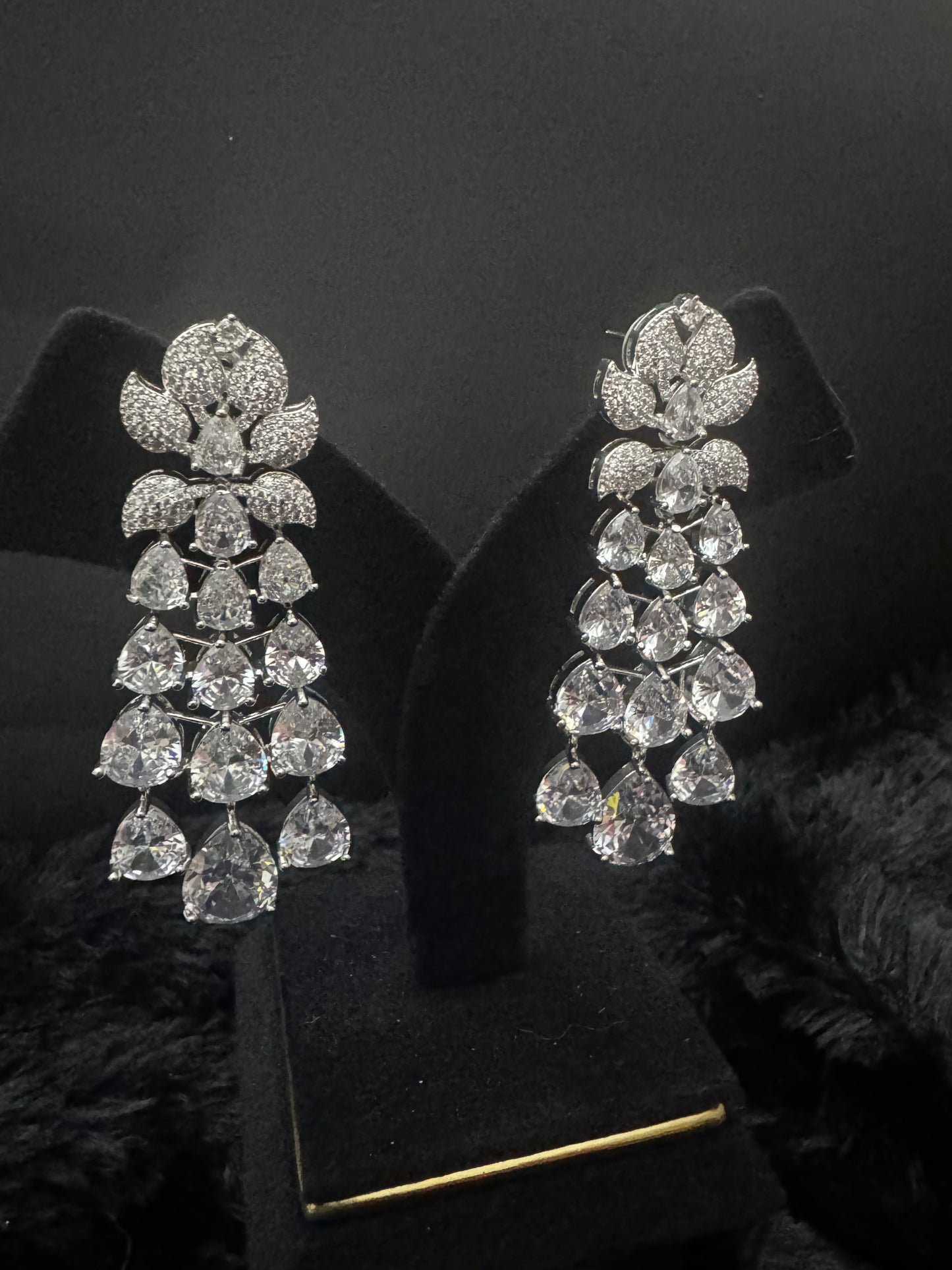 crystal lotus prism chandelier earrings