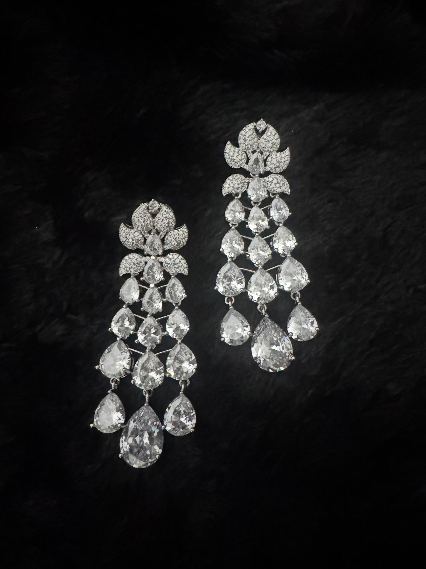 crystal lotus prism chandelier earrings
