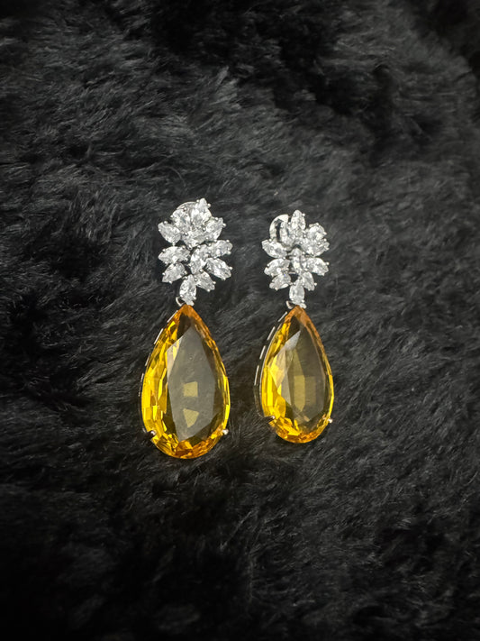 Golden Bloom Crystal Drop Earrings