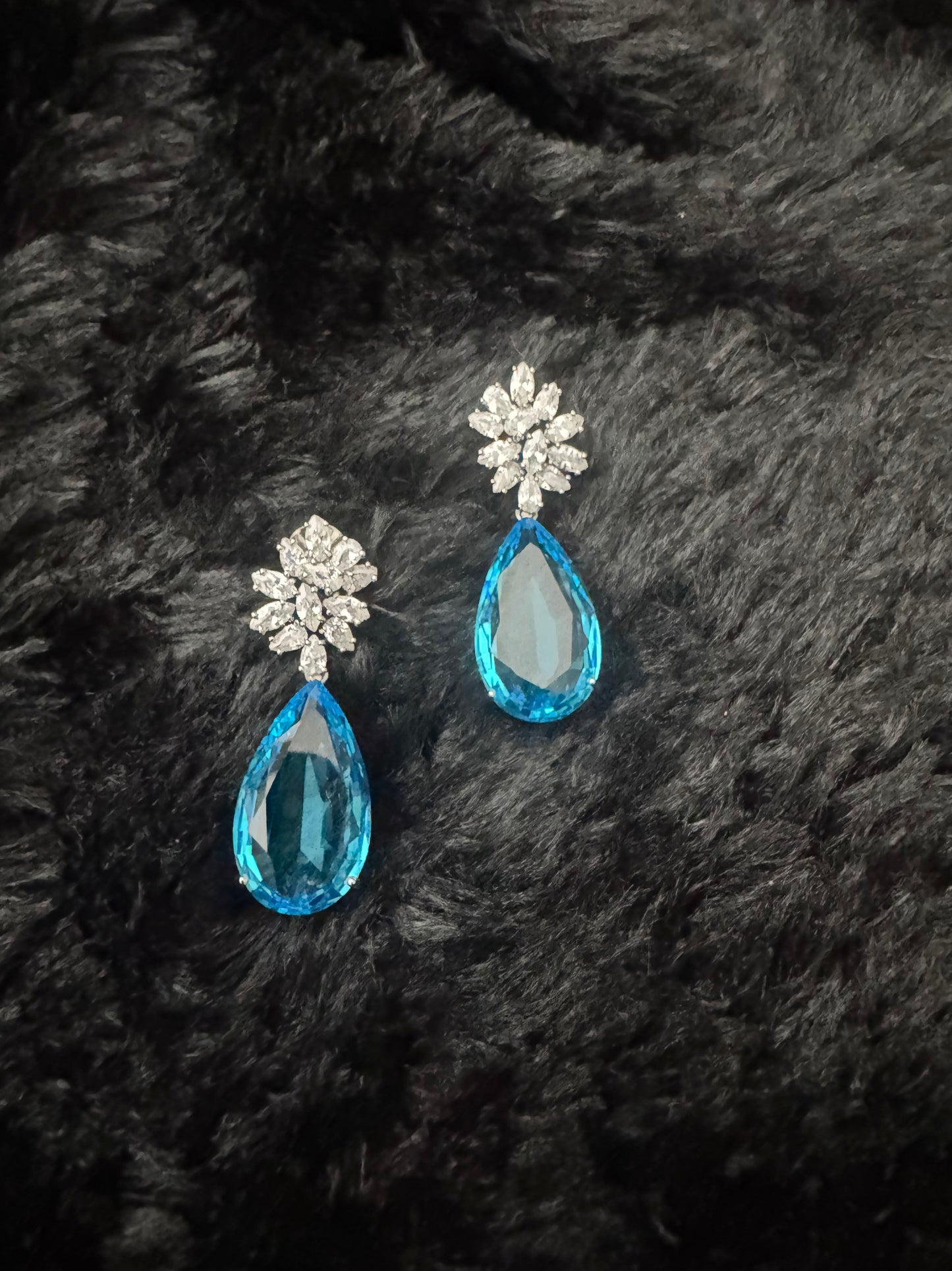azure bloom crystal drop earrings