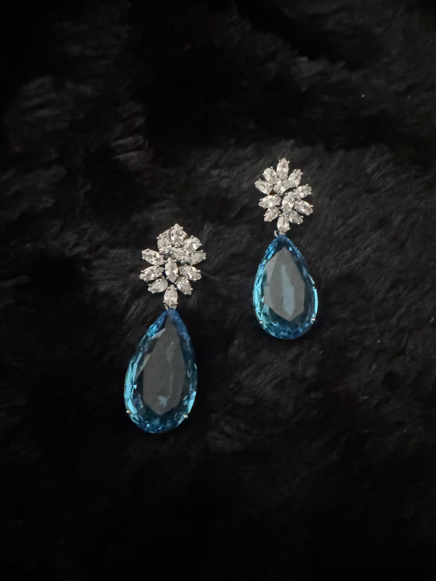 azure bloom crystal drop earrings