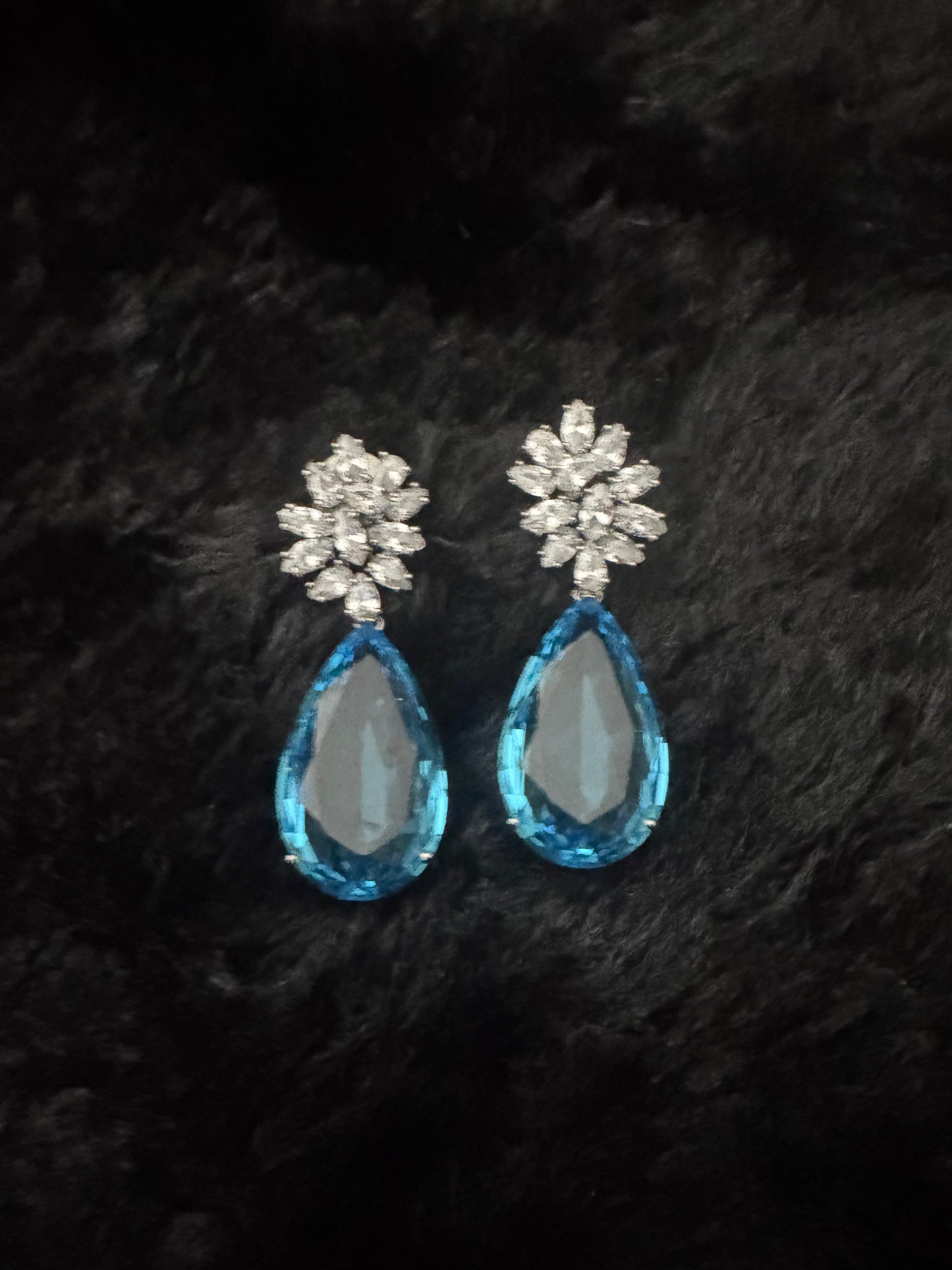 azure bloom crystal drop earrings