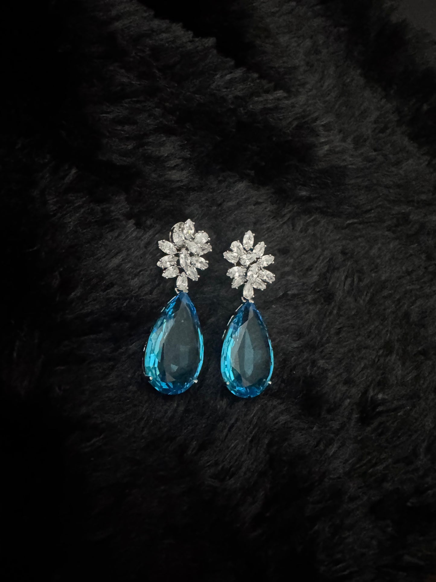 azure bloom crystal drop earrings