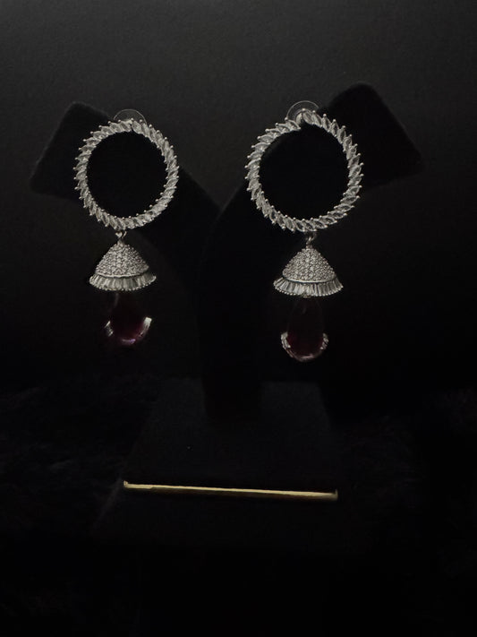 Celeste Plum Halo Jhumka Earrings