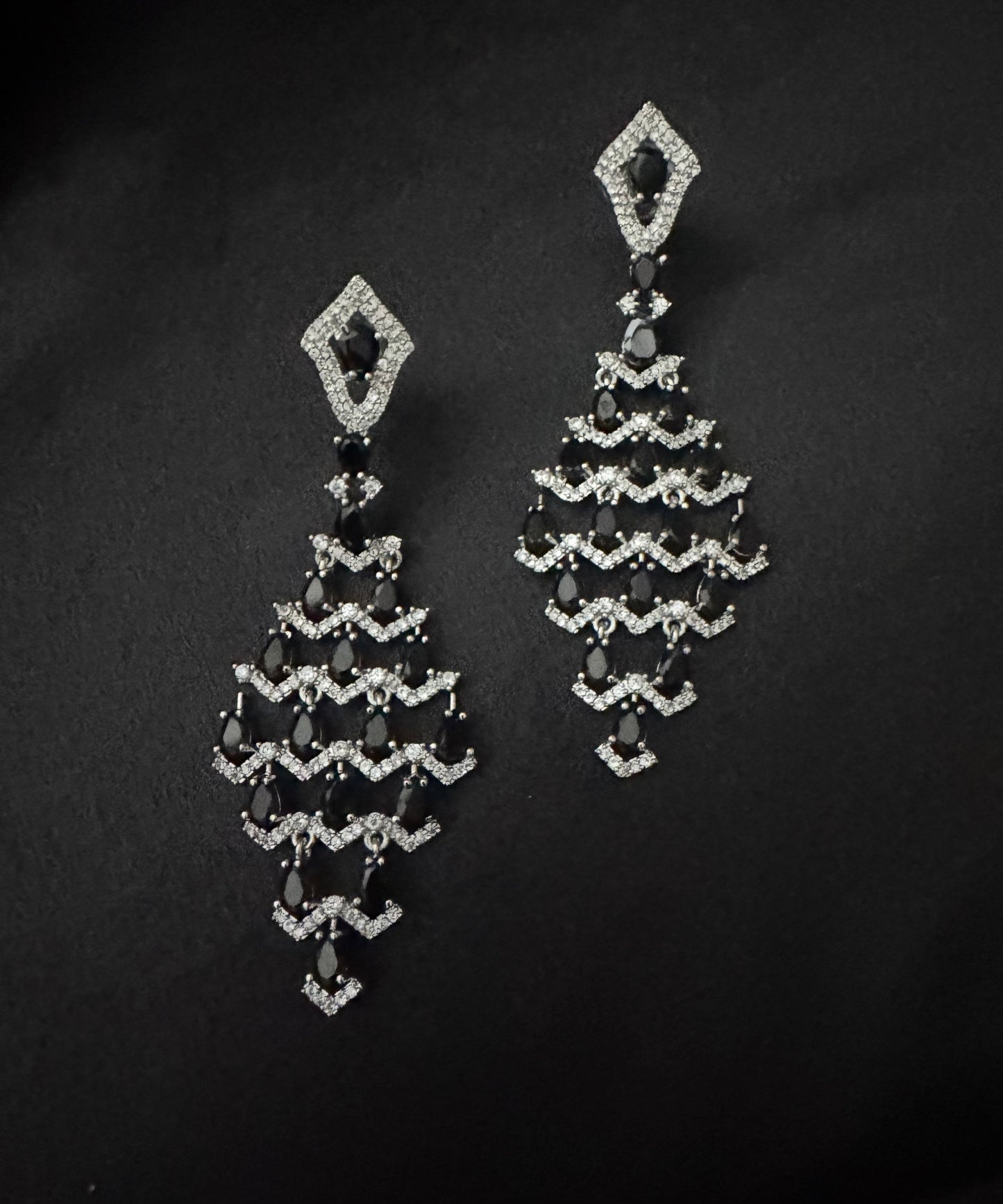 noir luxe cascade chandelier earrings
