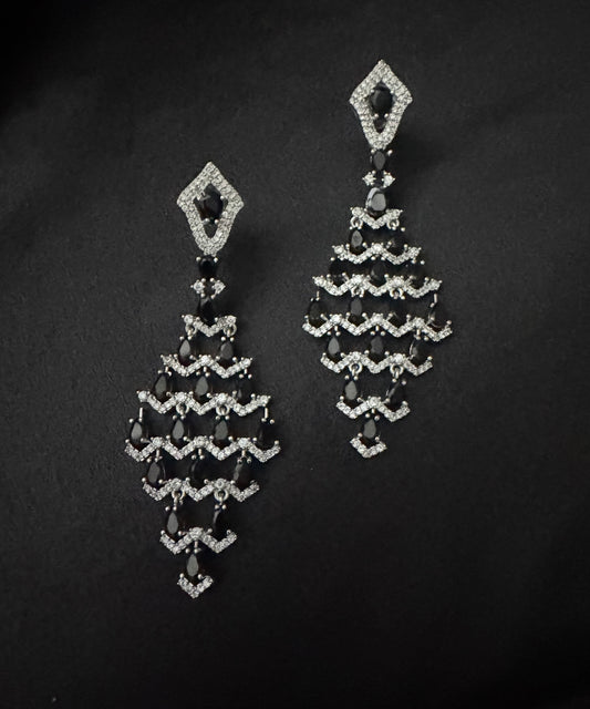 Noir Luxe Cascade Chandelier Earrings