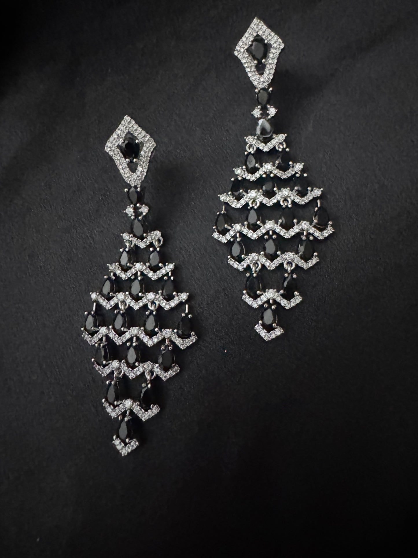 noir luxe cascade chandelier earrings