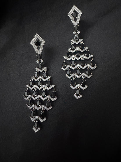 Noir Luxe Cascade Chandelier Earrings