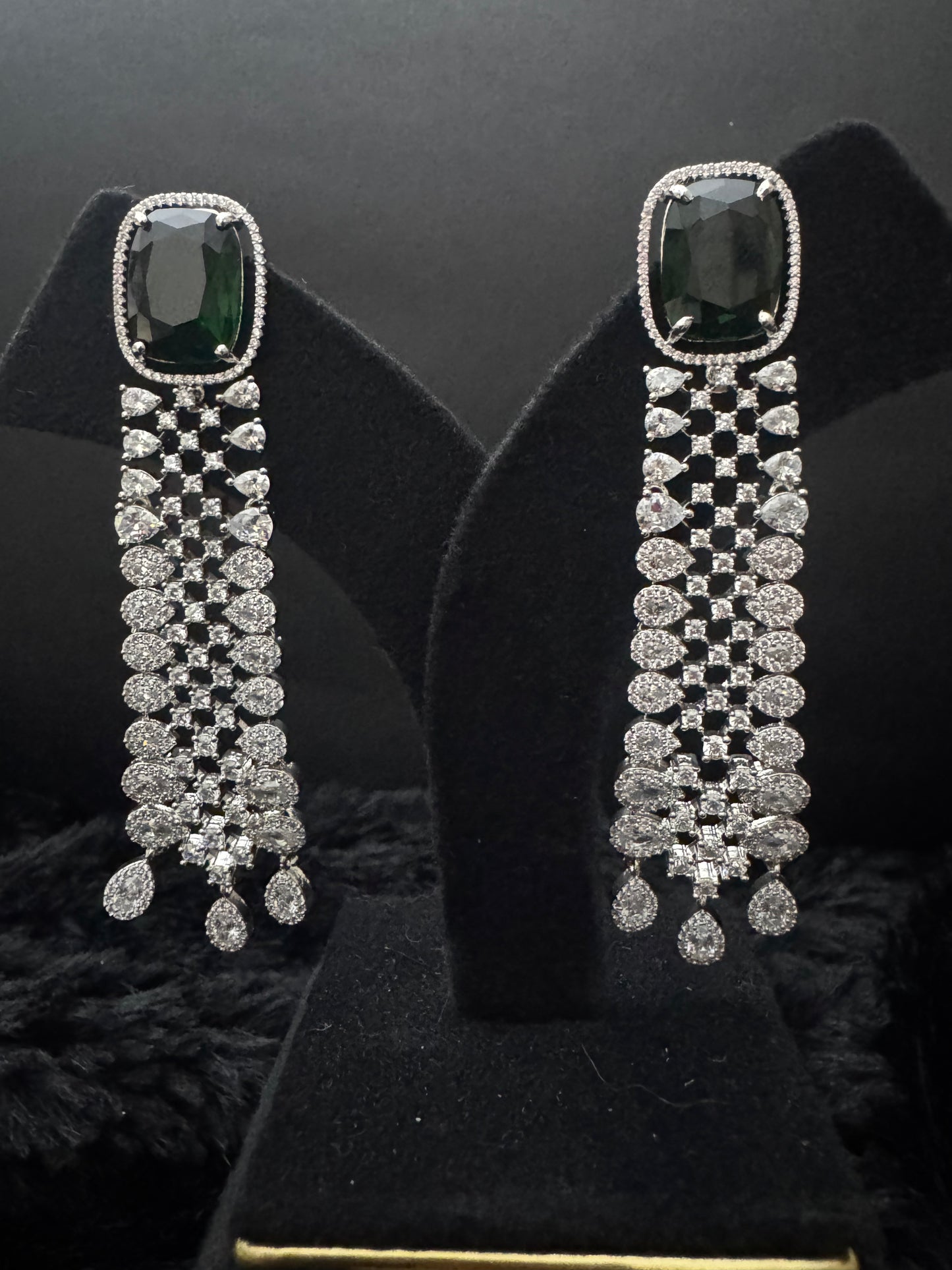 emerald starlight cascade earrings