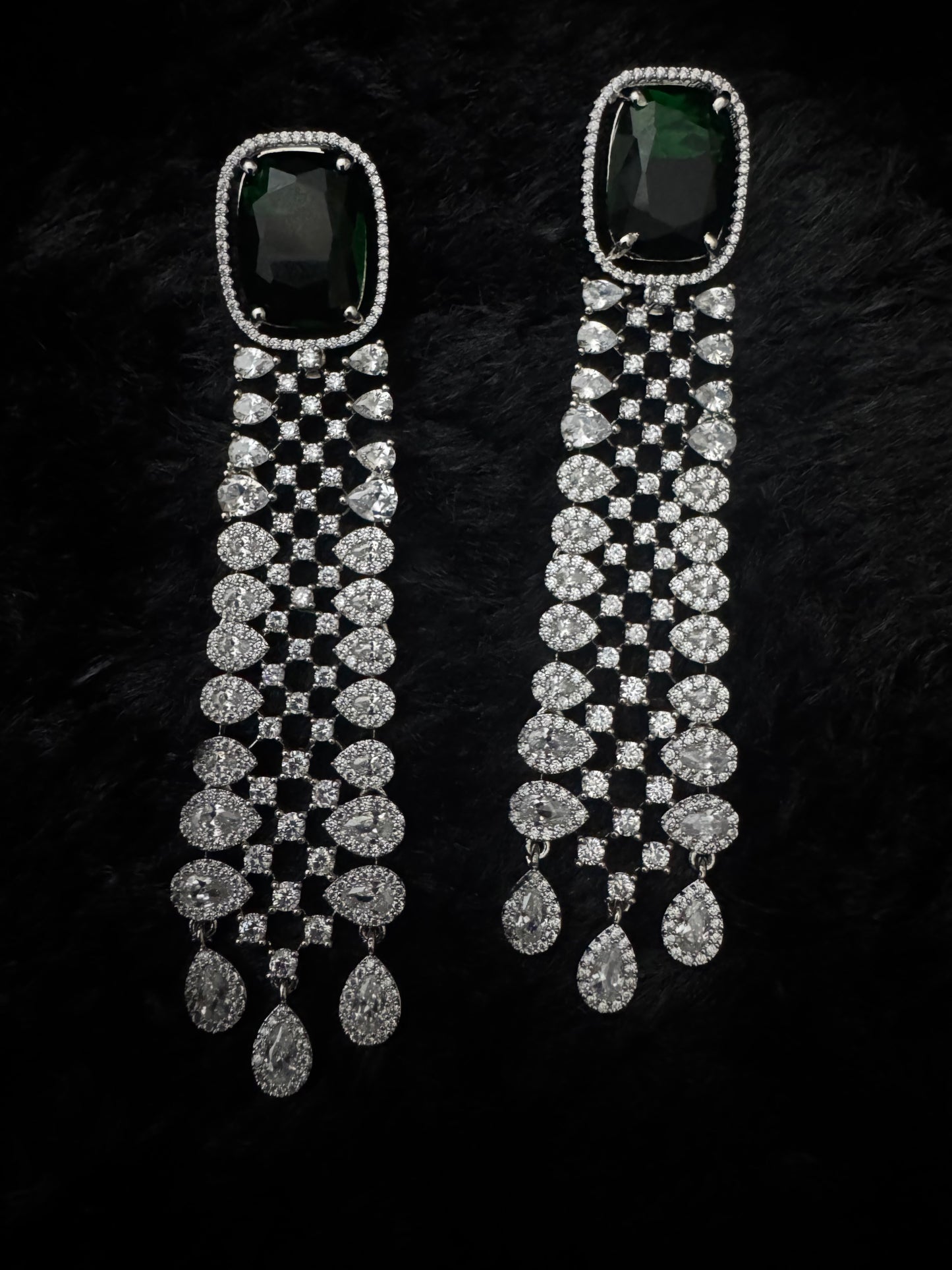 emerald starlight cascade earrings