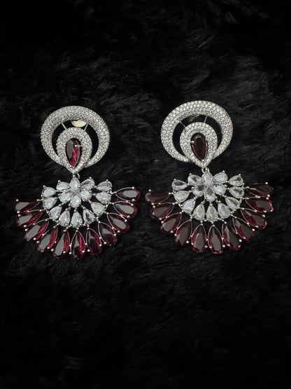 Crimson Aurelia Fan Earrings