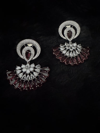 Crimson Aurelia Fan Earrings
