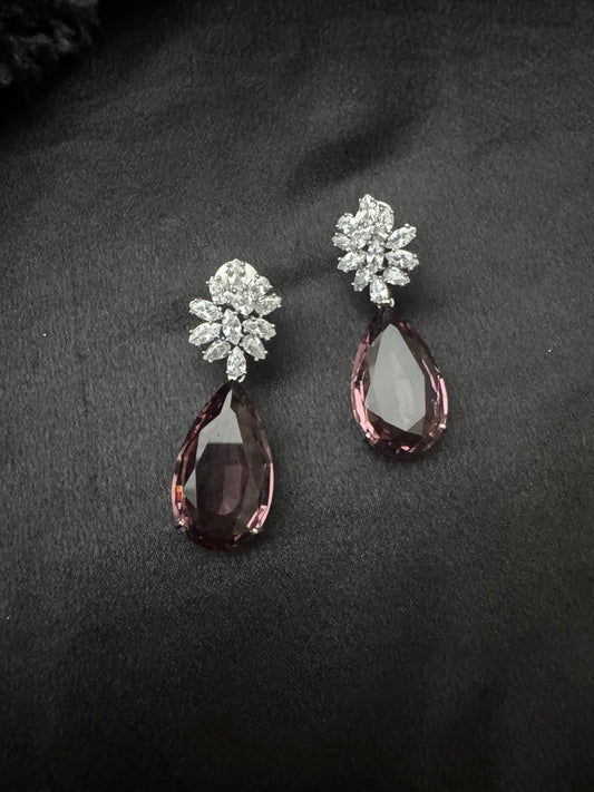 Amethyst Noir Crystal Drop Earrings