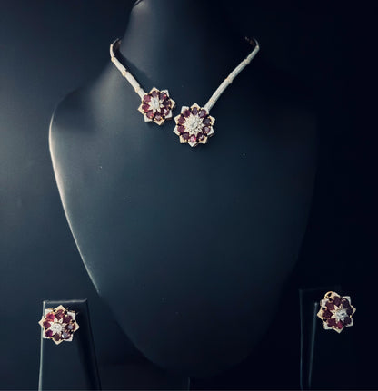 Royal Crimson Bloom Necklace Set