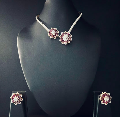 Royal Crimson Bloom Necklace Set