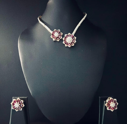 Royal Crimson Bloom Necklace Set