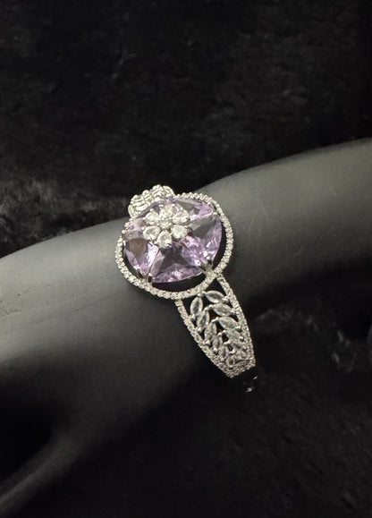 Amethyst Bloom Radiant Cuff Bracelet