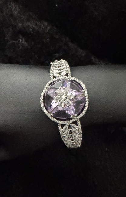 Amethyst Bloom Radiant Cuff Bracelet