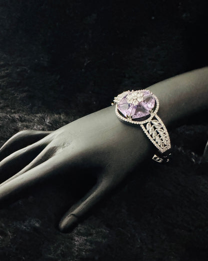 Amethyst Bloom Radiant Cuff Bracelet