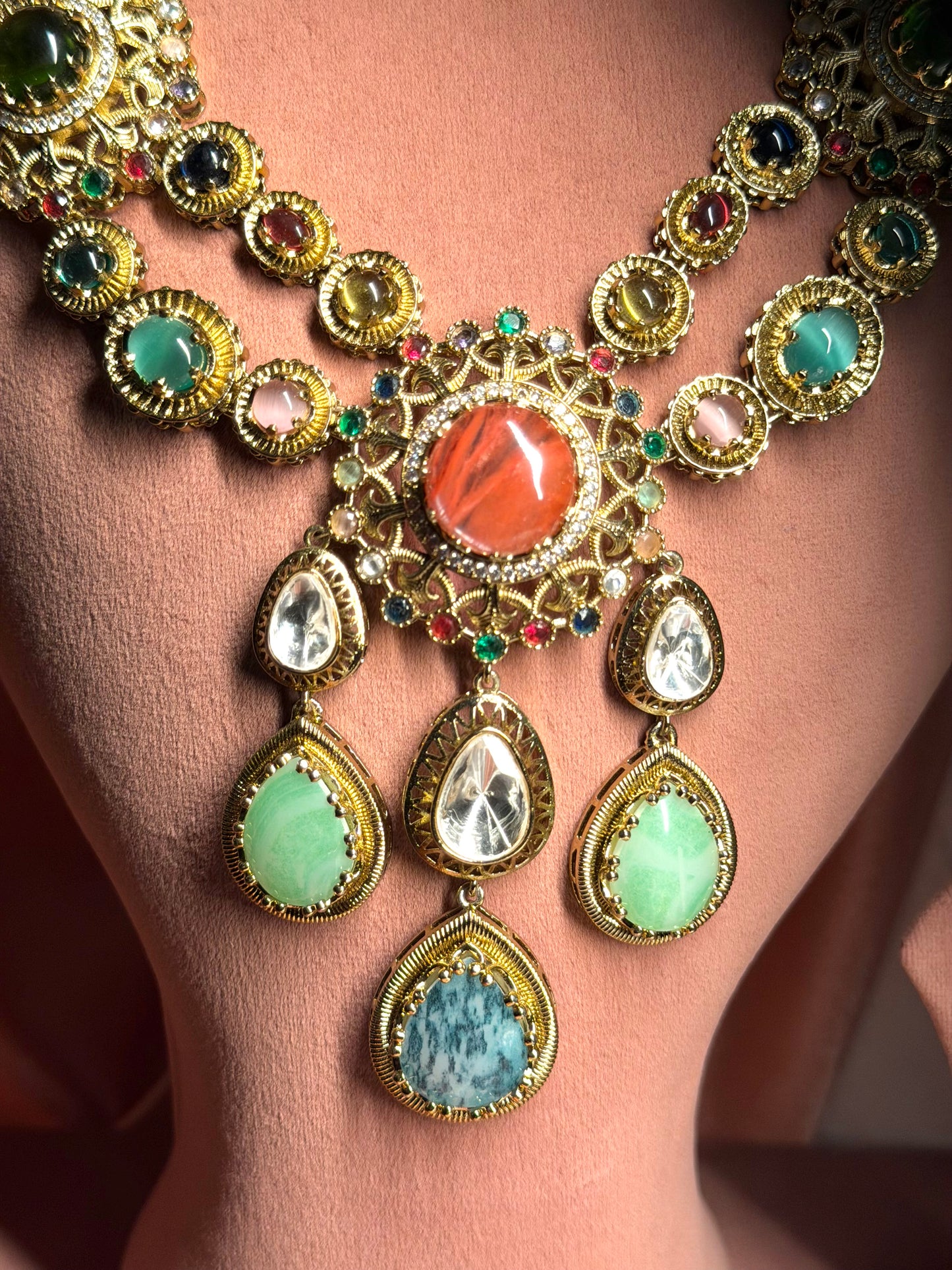 ratna sabhyasachi multi-stone statement necklace set