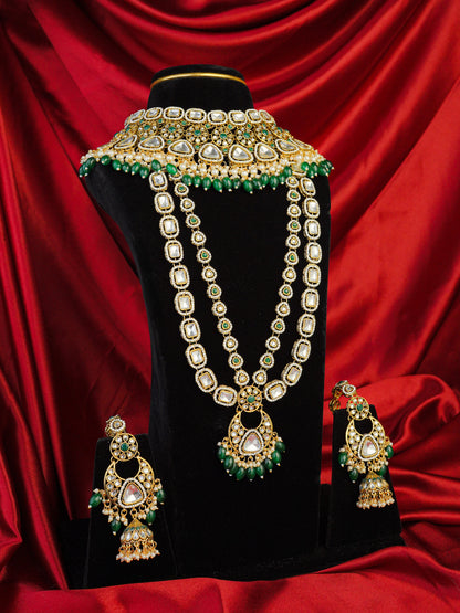 Noor-e-Zamrud Bridal Kundan Choker & Haar Set