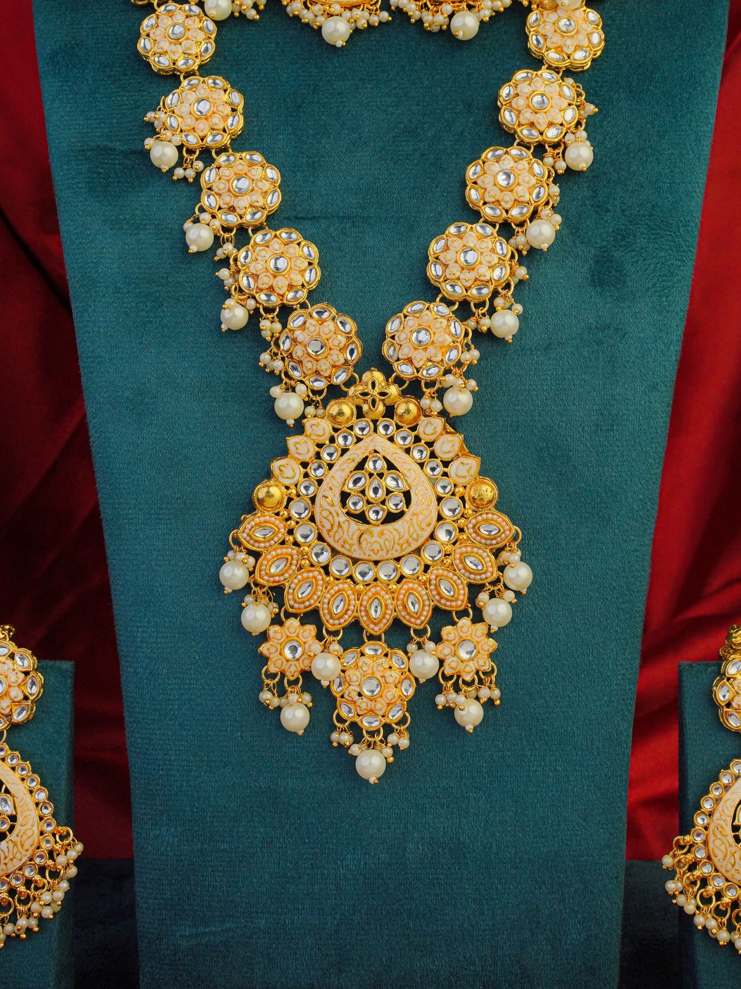 rajwada suvarna kundan bridal haar set