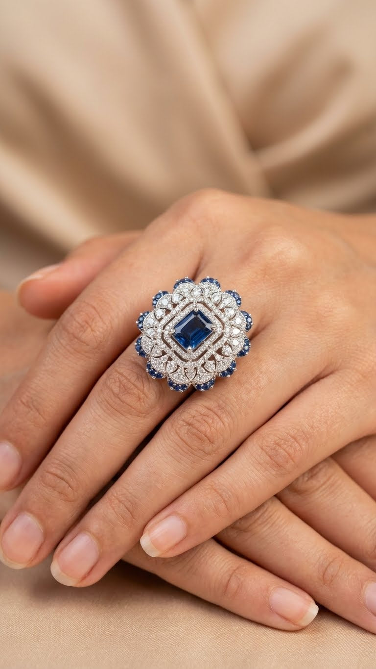 sapphire royale cz statement ring