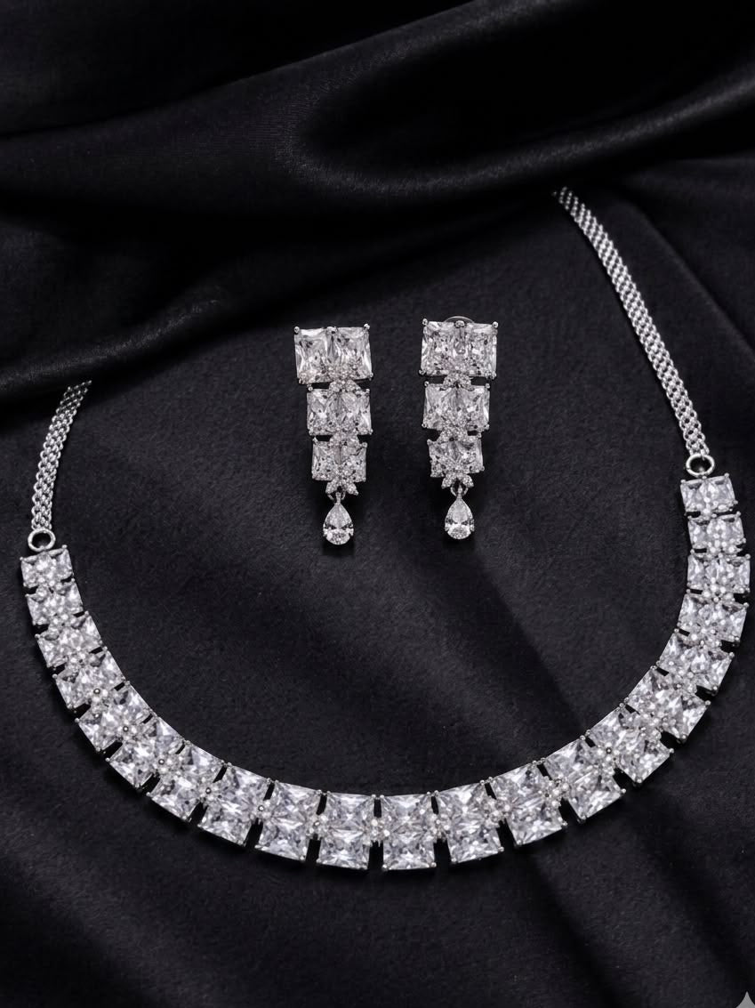 princess-cut statement necklace set