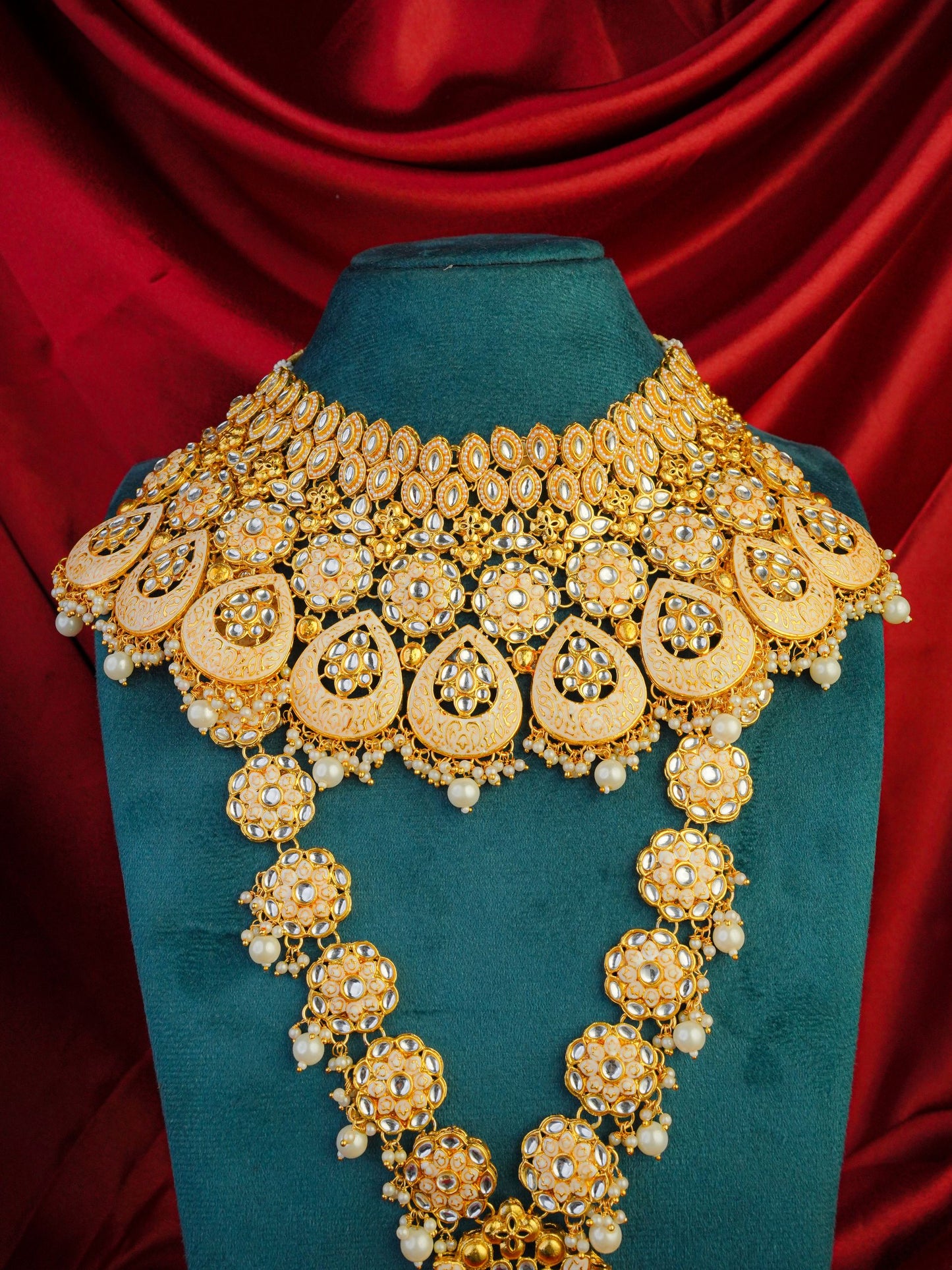 rajwada suvarna kundan bridal haar set