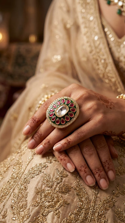 Ruby Halo Kundan Statement Ring