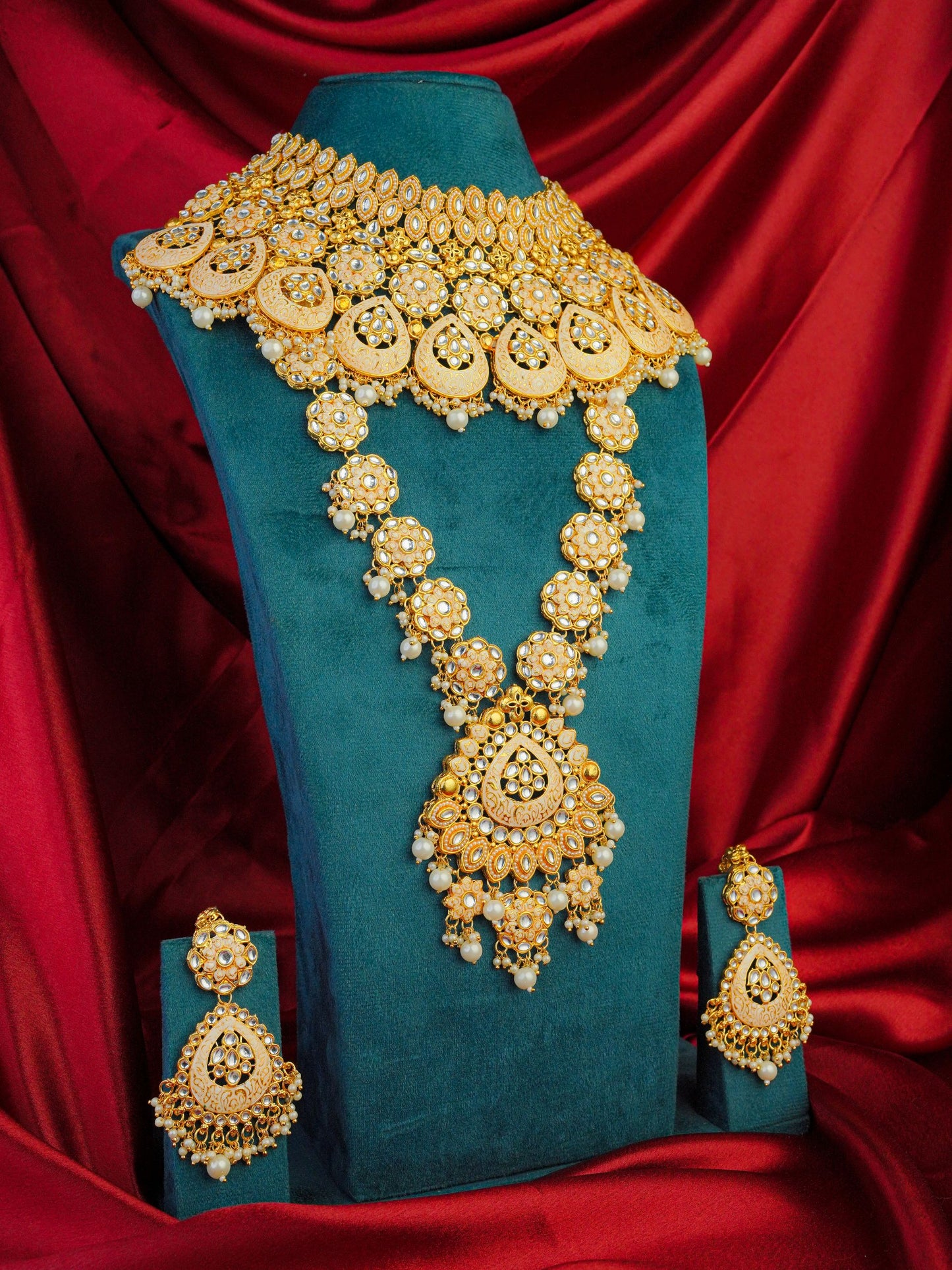 rajwada suvarna kundan bridal haar set