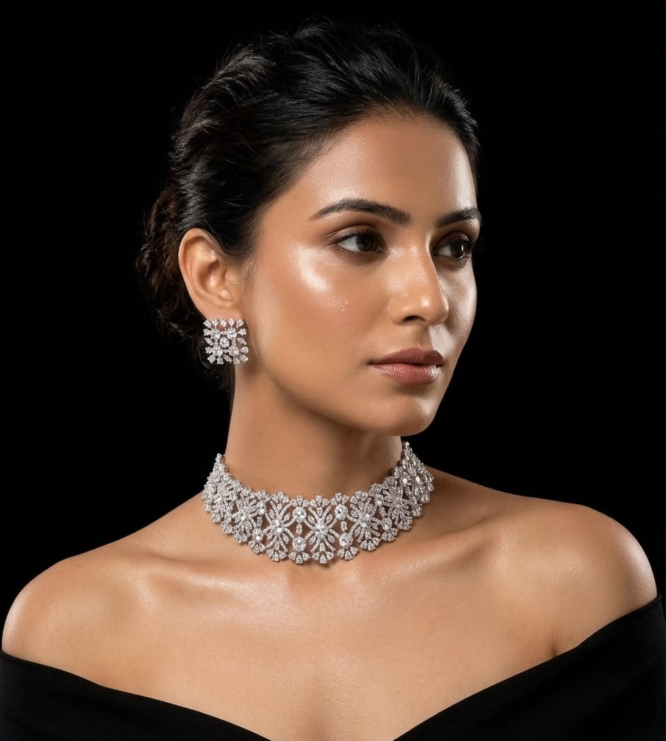 elysian sparkle choker necklace set