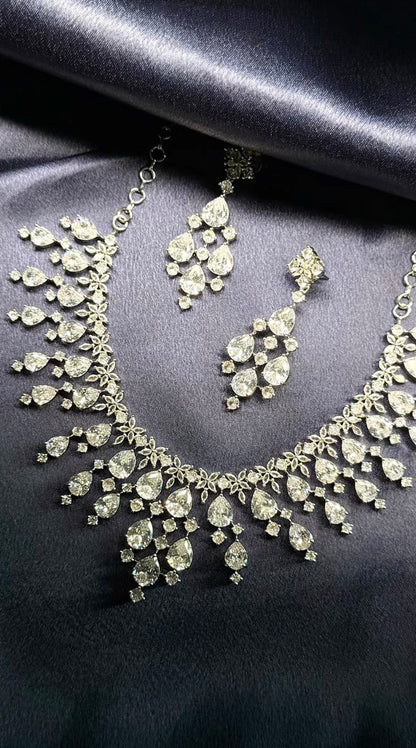 Ethereal Teardrop Crystal Necklace Set