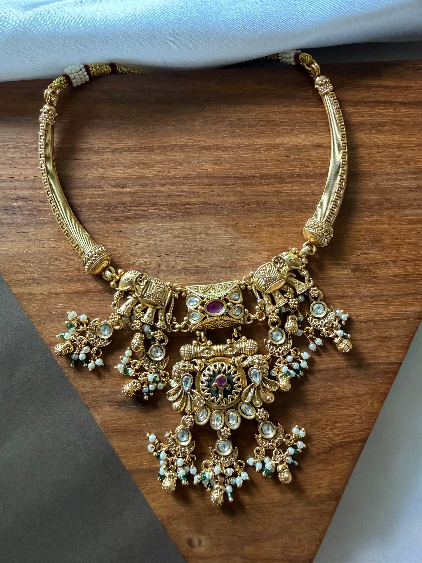 gajalakshmi temple necklace set